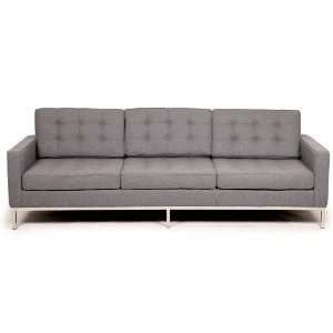  Florence Knoll Style Sofa 3 Seat, Cadet Grey Tweed 