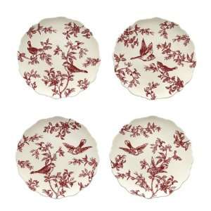 Willfred by Andrea by Sadek Red Bird Toile 12 Charger Plates 