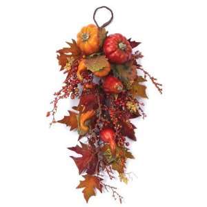  4 Fall Harvest Artificial Pumpkin, Gourd, Berry & Maple 