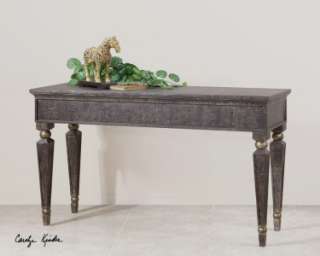 Uttermost Takoda Console Table Distressed Black Crackle with Champagne 