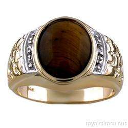 Mens Ring Diamond Garnet (January Birthstone) 14K Gold  