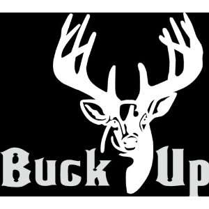 HNT5 (67) 8 white vinyl decal buck up deer  die cut decal sticker 