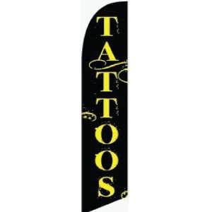 12ft x 2.5ft Tattoos Feather Banner Flag Set   INCLUDES 15FT POLE KIT 