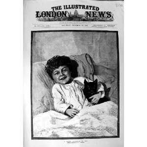   1883 THOMSON FINE ART LITTLE GIRL KITTEN CAT CHRISTMAS