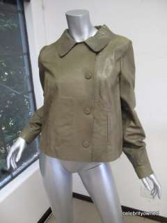 Chloe Olive Green Long Sleeve Leather Jacket 40  