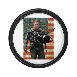 George W. Bush Patriotic Military Wall Clock by   