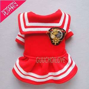 Dog Dress Puppy Clothes Sailor Badge Luxury Costumes Anchor Coat Free 