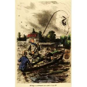  1931 Print Fishing Boat Eel Fisherman Canoe Hunt Game Marine 