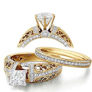   Engagement Ring Bridal Set Engagement Rings on 14k Yellow Gold