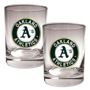   Athletics MLB 2pc Rocks Glass Set   Primary Logo