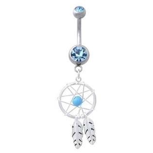    Belly Rings 316L Surgical Steel Clear Dream Catcher Belly Ring 