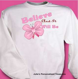 Believe Breast Cancer Awareness Custom Sweatshirt S 4X  