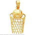 FindingKing 14K Gold Basketball & Hoop Charm