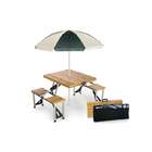   Person Portable Foldable Wooden Picnic Table With Umbrella