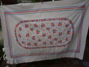 Vintage floral cotton tablecloth 55x76 length  
