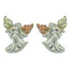 Black Hills Gold Tricolor Sterling Silver Angel on Heart Earrings