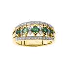   Gold 1/4 ct. Diamond with Alternating 3/8 ct. Emerald Anniversary Ring