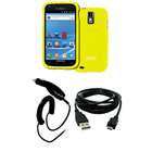  Cable+Hard Rubberized Case Cover Yellow for Sam Cell Phone Galaxy S II