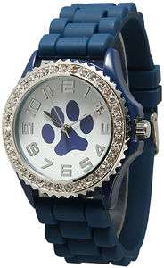 NEW Geneva Paw Navy Blue SILICONE RUBBER JELLY WATCH With CRYSTALS 