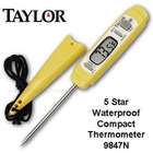 Taylor Digital Thermometer 9847 Yellow Waterproof With Large Display