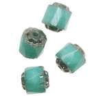   Czech Cathedral Glass Beads 6mm Cobalt Blue/Silver Ends (25