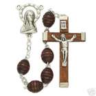 EE Intricately Carved Brown Rosewood Beads Mary Rosary