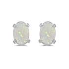 Birthstone Company 14k White Gold Oval Opal Earrings