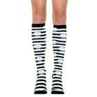 Leg Avenue Black And White Striped Skull Knee Highs   Stockings and 
