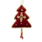 Sterling Burgundy And Gold Velvet Tree Christmas Ornament With Tassel