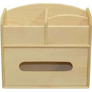  Walnut Hollow Pine Tissue Organizer Box   8.5 x 9.5 x 4 