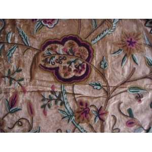  Crewel Fabric Lotus Classic Choco Brown Cotton Velvet 