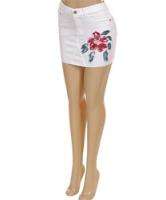 Duchesse Jeans White mini skirt with flower NWT Size 3  