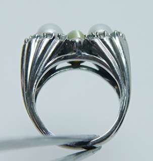 Antique Platinum Chrysoberyl Cats Eye Diamond Ring 14gr HEAVY Estate 