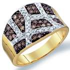 ApexJewels Chocolate Brown & White Diamond Ring 14k Yellow Gold 
