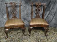 PAIR HENREDON MAHOGANY CHIPPENDALE CLAW CHAIRS  