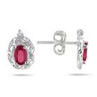   sapphire and ruby flower earrings 10k gold pink sapphire and ruby