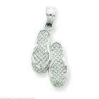 FindingKing 14K White Gold Double Flip Flop Pendant Charm Jewelry