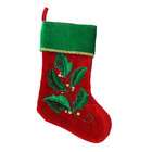   Designs 17 Red and Green Holly Berry Sequined Christmas Stocking
