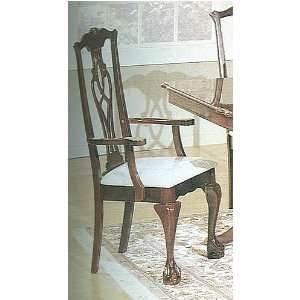   Chippendale Cherry Finish Wood Dining Arm Chairs Furniture & Decor
