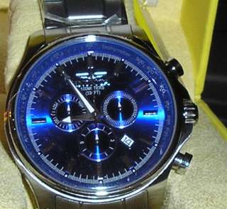 Invicta Mens 1834 Chronograph Blue Dial Stainless Steel Watch 