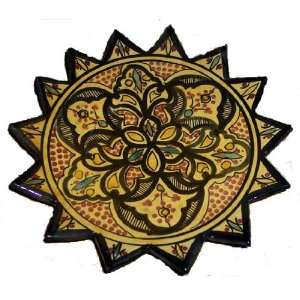 Moroccan Handmade 12 inch Safi Yellow Large Star Plate,by Treasures of 