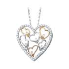 Katarina 14K Tri Color Gold 5/8 ct. Diamond Heart Pendant with Chain