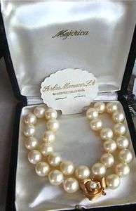   Strand Majorica Pearl Necklace, 14K Gold Clasp, Original Box  