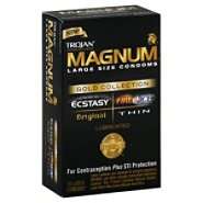Trojan Magnum Condoms, Premium Latex, Lubricated, Gold Collection 