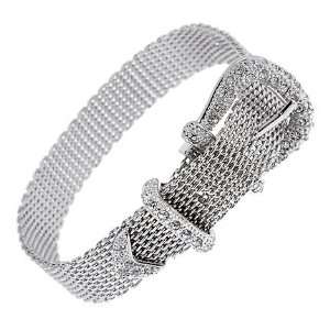    Style Sterling Silver CZ Mesh Bracelet Belt Glitzs Jewelry