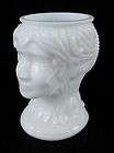  Milk Glass ** Ladys Head   Hair in a Bun ** Figural * Dish Vase 