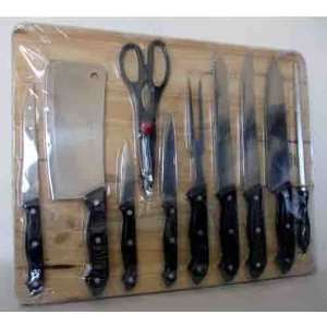  New   11 Pc Knife Set 17.5X13.5 Wood Board Case Pack 6 by 