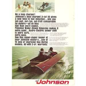 1969 Johnson Loop Charged 55 Motor / Carlson Racing Boat Print Ad 