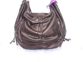 Kathy Van Zeeland CHOCOLATE Pebble Embossed Zip Top Hobo Handbag #19 