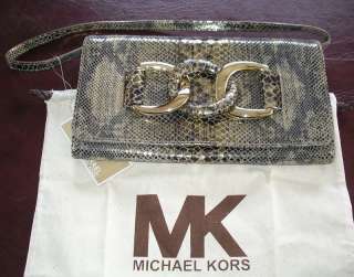 Michael KORS ID Chain Bronze Leather Clutch Bag $426  
